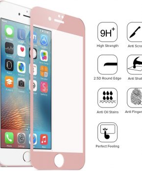 Full cover glazen screenprotector voor de Apple iPhone 7 – 9H - roze - pink