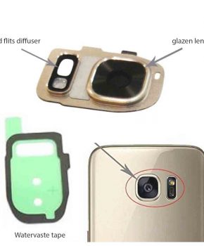 Samsung Galaxy S7/ S7 Edge achter camera lens cover, glas lens en LED diffuser - Goud - compleet