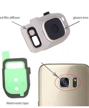 Samsung Galaxy S7/ S7 Edge achter camera lens cover, glas lens en LED diffuser - Zilver - compleet