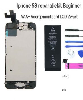 Iphone 5S LCD reparatie en upgrade kit - voor de beginner - Zwart