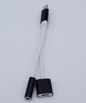 2 in 1 kabel voor audio & opladen - voor iPhone 7 / 8/ X - Zwart