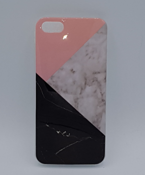 iPhone 5, 5s, SE hoesje - driehoek marmer - pink