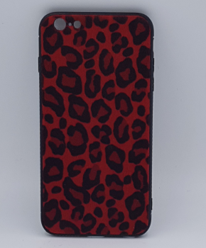 iPhone 6 Plus hoesje - panter look - pluizig -rood