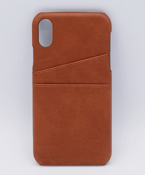 Voor IPhone X - kunstlederen back cover / wallet bruin