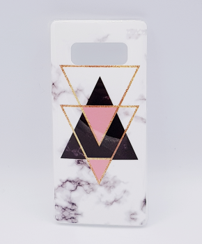 Voor Samsung Note 8  hoesje - marble triangels black & pink