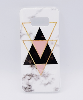 Samsung S8 hoesje - marble triangels black & pink