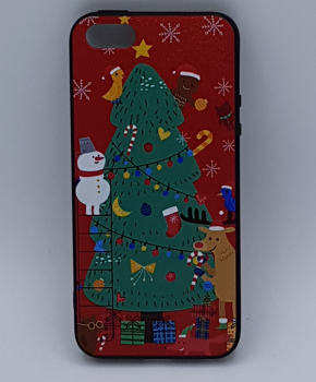 iPhone 5, 5s, SE hoesje  - kerst - kerstboom tafereel - rood