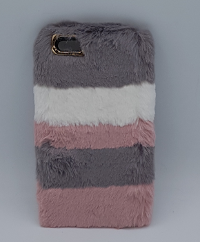 voor iPhone 6 - pluizig hoesje - 3 Kleuren - roze/grijs