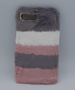 voor iPhone 7 plus -pluizig  hoesje - roze/grijs