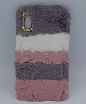 voor IPhone XS max - pluizig hoesje – 3 kleuren – roze/grijs