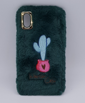 zacht pluizig – watercolor cactus – hoesje voor IPhone XS max