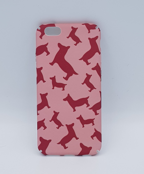 Voor IPhone 6 / 6S hoesje  - red dogs on pink