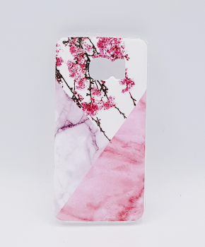 Voor Samsung S7 Edge - hoesje - Triangle Marble flower pink