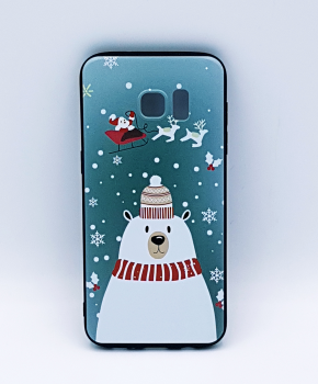 Samsung S7 Edge hoesje  - kerst - ijsbeer met muts