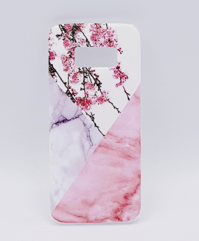 Voor Samsung S8 - hoesje - Triangle Marble flower pink