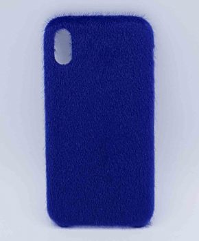 Voor IPhone XR  hoesje - zacht pluizig - blauw
