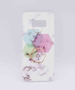 Voor Samsung Galaxy S8 - hoesje - White Marble Hexagon