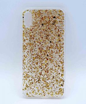 iPhone XR - hoesje - transparant - gouden glitters