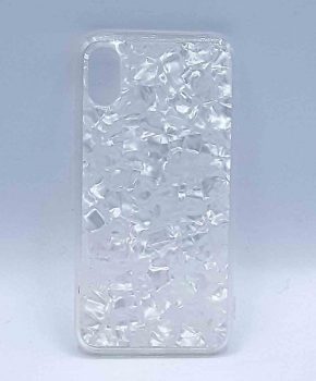 Voor IPhone XR  -  half transparant hoesje - white flakes