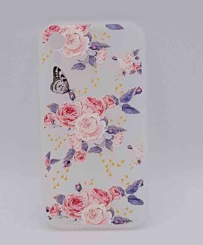 iPhone XR - hoesje - pink roses with butterfly