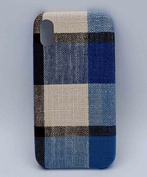 iPhone XR - hoesje - stof - schotse ruit - blauw
