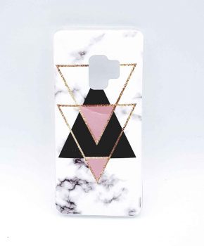 Voor Samsung Galaxy S9 – hoesje – White marble triangle