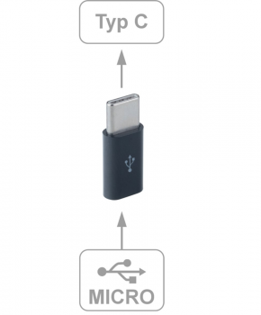 Micro USB female naar USB C male - adapter - zwart