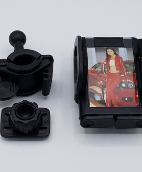 360 graden motor/fiets mobiele telefoon houder met fotolijstje - zwart