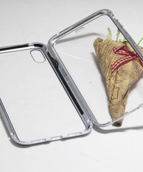 Magnetische case met voor - achterkant gehard glas voor de iPhone 6/6S Plus - Zilver