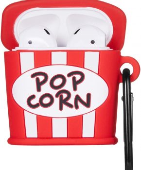 Cartoon Silicone Case voor Apple Airpods - popcorn - met karabijn