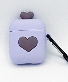 Cartoon Silicone Case voor Apple Airpods - love hart - purple - met karabijn - met karabijn