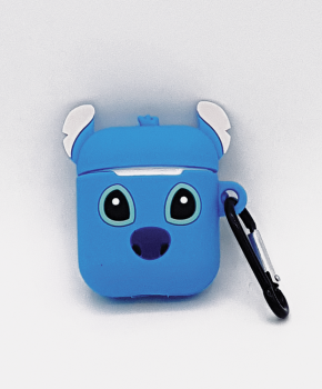 Cartoon Silicone Case voor Apple Airpods - blue puppy love - met karabijn