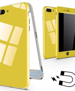 Magnetische case met gekleurd achterglas voor de iPhone 6 Plus/ 6S Plus - geel