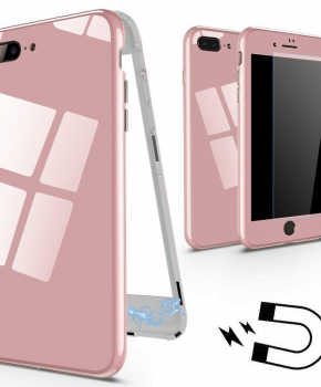 Magnetische case met gekleurd achterglas voor de iPhone 7/ 8 - roze
