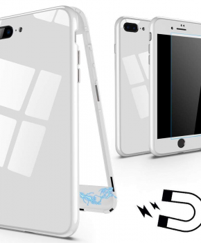 Magnetische case met gekleurd achterglas voor de iPhone 6/ 6S - wit