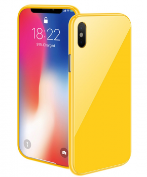 Magnetische case met gekleurd achterglas voor de iPhone X/ Xs – geel