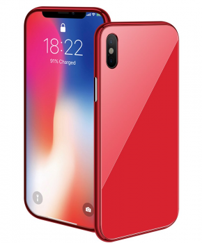 Magnetische case met gekleurd achterglas voor de iPhone XR – rood