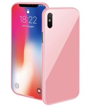 Magnetische case met gekleurd achterglas voor de iPhone XR – roze
