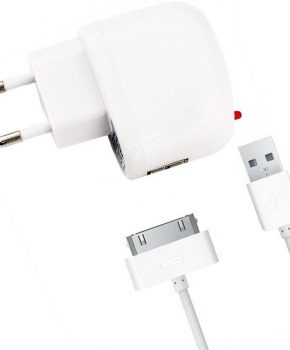 Reislader 1000 mAh voor Apple iPad 30 pins aansluiting - Wit
