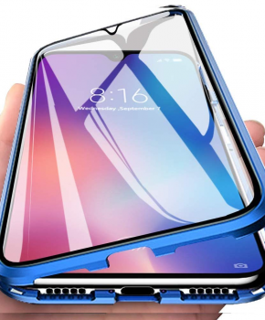 Magnetische aluminium case volledig van glas - iPhone 11 6.1 " - blauw