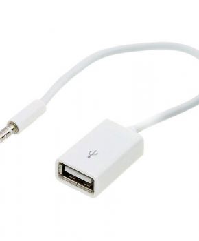 3,5 mm AUX-audio male naar USB 2.0 female  OTG-adapter  wit - 15 cm
