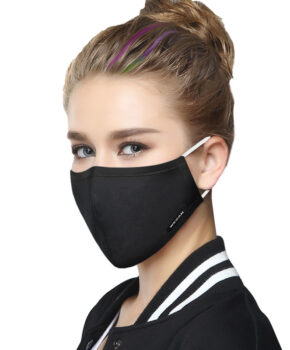 Katoenen fashion Gezichtsmasker met oorlussen - zwart -wasbaar