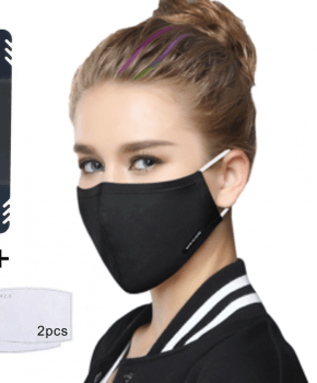 mondmasker / mondkapje herbruikbaar – zwart - 2 extra filters