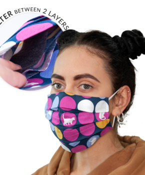 Dubbellaags streetwear masker met filterzak + 3 filters stippen