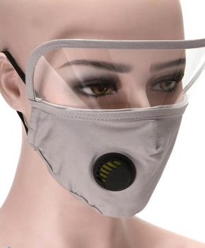 Mondmasker - mondkapje met oogbescherming / spatscherm - grijs