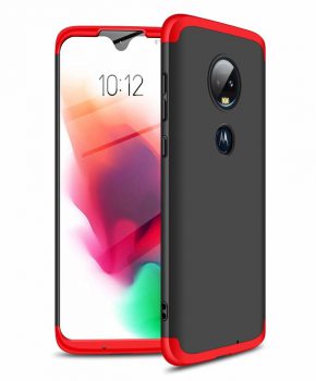 360 graden full body hoesje voor Motorola Moto G7 - zwart / rood