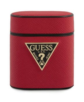 Guess AirPods 1/2 cover rood - Saffiano collectie
