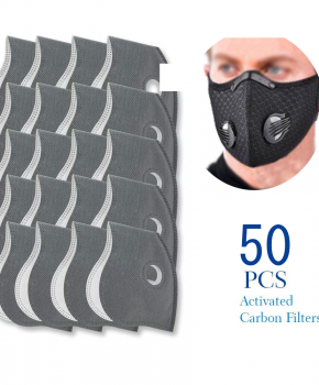 50 stuks 2.5 pm actieve carbon filters voor sportmaskers - grijs