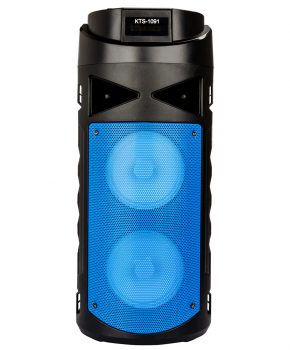 2 speaker bluetooth luidspreker met led - blauw - oplaadbaar