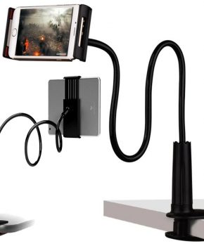 Flexibele zwanenhals smartphone / tablethouder - zwart - 70 cm
